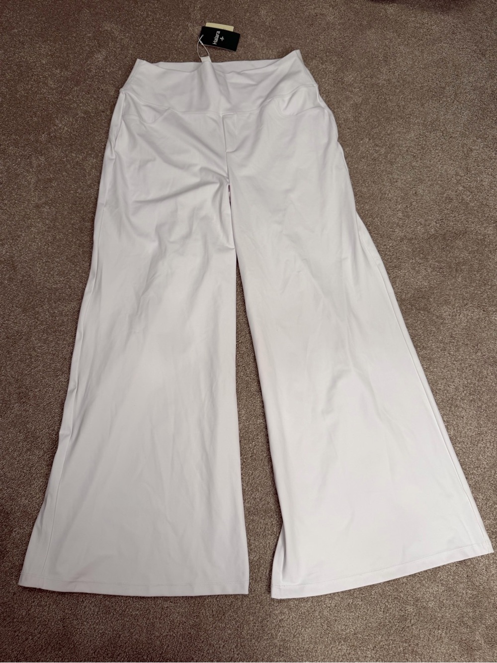 Halara White High Waisted Wide Leg Stretch Pants NWT Size XL Regular